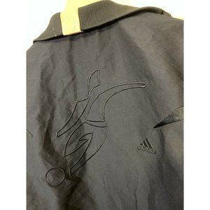 ADIDAS Navy Full Zip Men's Sz S Soccer Jacket Logo kicking ball Rare‎